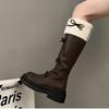 Autumn Winter Short Plush Woman Knee High Boot Fashion Butterfly-knot Knight Long Booties Botas Feminino