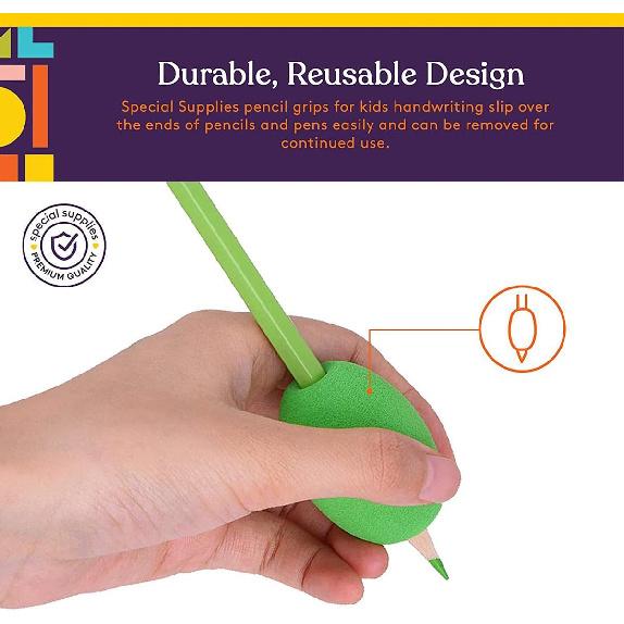 Foam Pencil Grips, 6Pcs Egg Pen Holder with Colored Soft Cushion, Used for Handwriting, Painting, coloring,Better Pencil Control Ideal for Left &