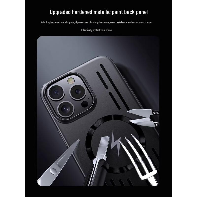 Compatible with iPhone 17 Pro Max Metal Paint Hollow Heat Dissipating Magnetic Suction Hard Case