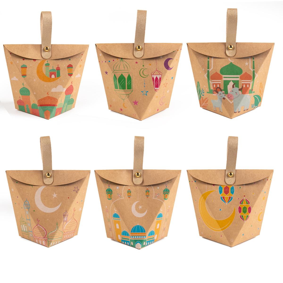 

6 шт. Подарочная коробка Ид Мубарак Ид Мусульманский Исламский Рамадан Карим Конфеты Мешок Коробка Счастливая вечеринка Аль-Адха DIY Украшение 2024 Ид аль-фитр 11x7x7cm