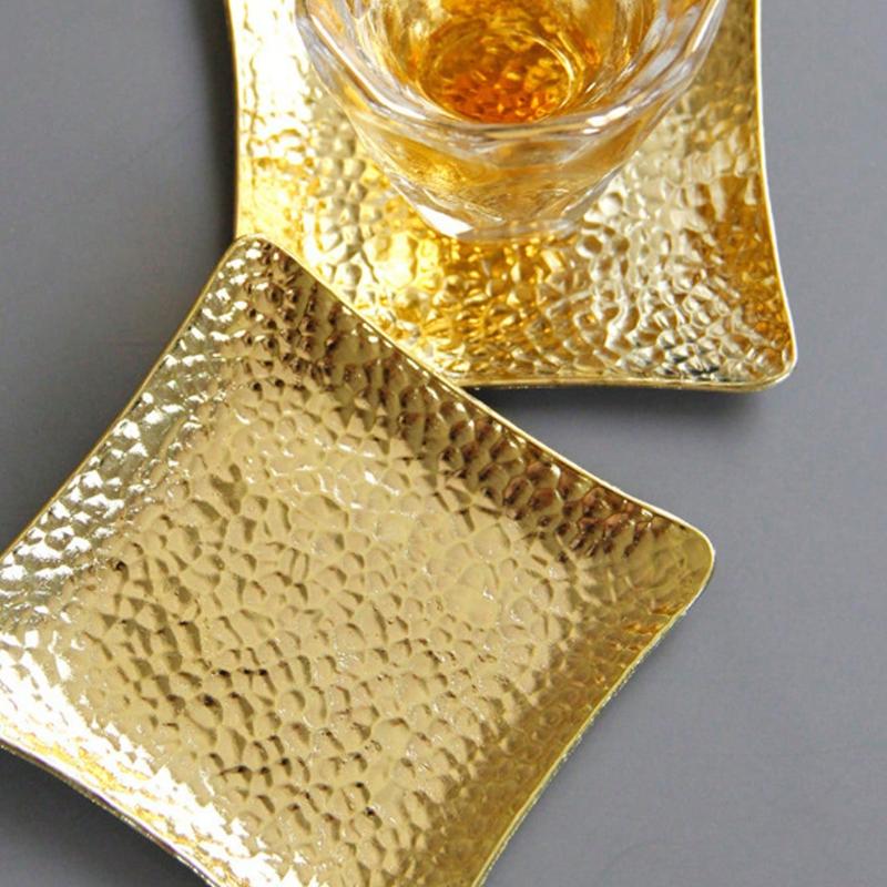 Metal Coaster, Luxury Creative Style, Golden Color, Embossed Craft, Suitable for Insulation, Tea Tray, Plate