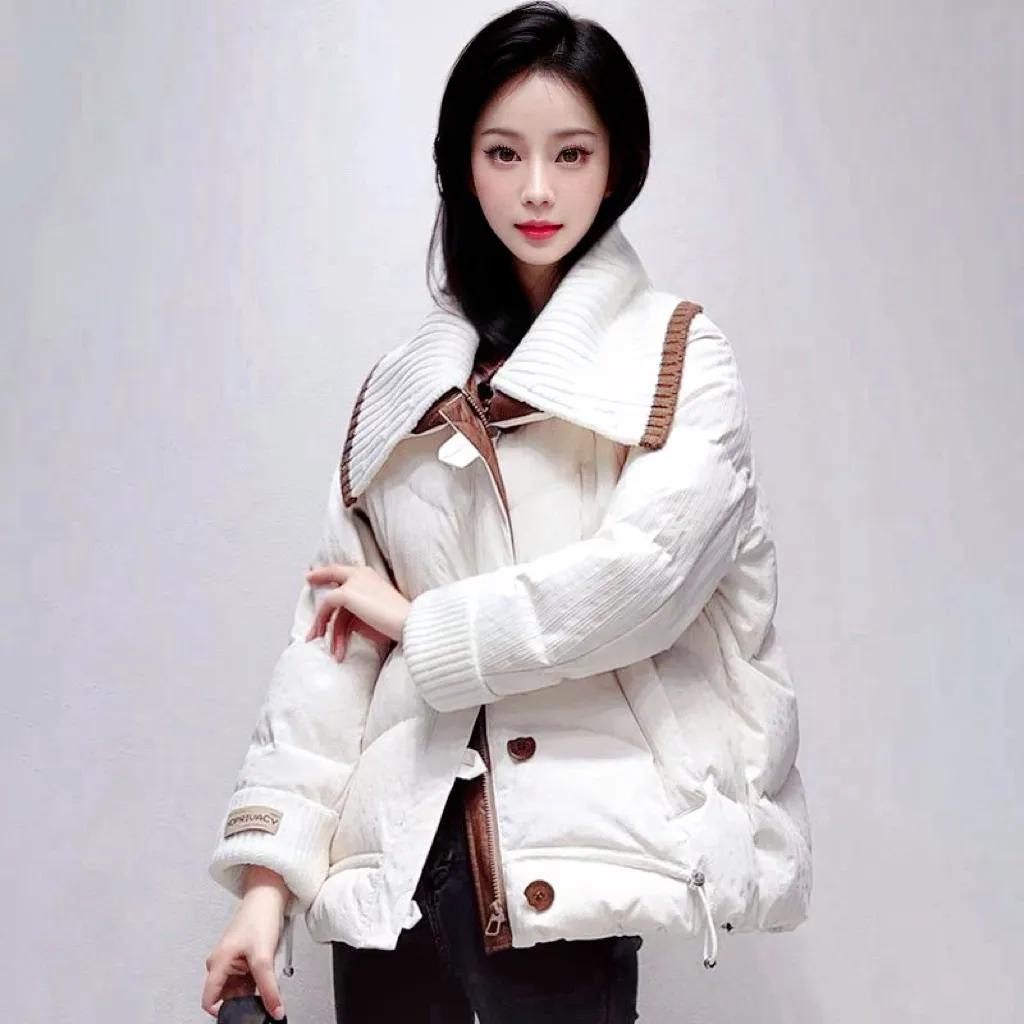 

Осень Зима Свободный Вязаный Воротник Ретро Короткая Хлопковая Куртка Свободный Воротник Стежка Высококлассная Ретро Короткая Хлопковая Куртка XXL