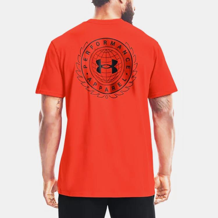 Under Armour Ua Alma Mater Crest Casual Breathable Sports Short Sleeve T-Shirt Men T-Shirt Red 1366471-296