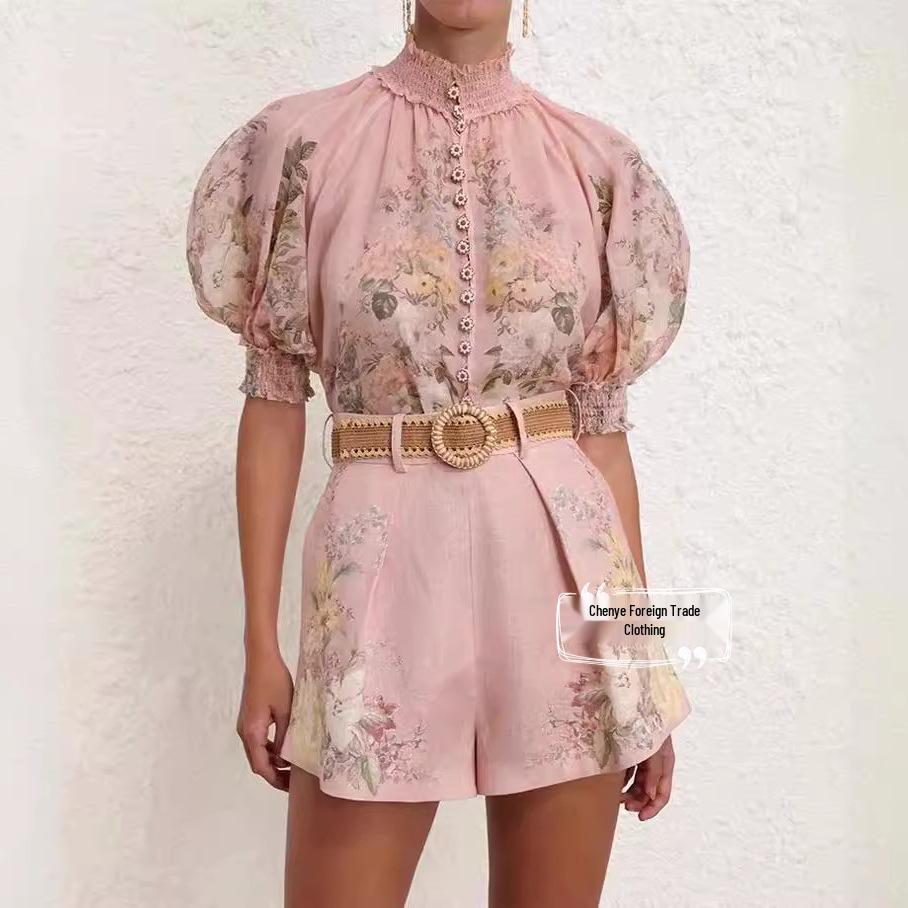 

2025 Australia Niche Design Short Sleeve Shirt & Shorts Set with Belt XXL