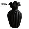 Modern Minimalist Flower Vase Vase, Holder, Decorative Ribbed Texture with Gentle Healing Floral Arrangement Wavy Rim, Ideal for Dried Fresh Flowers &