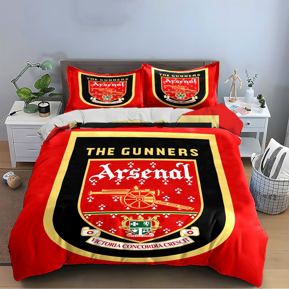 Arsenal The Gunners Bedding Set Decor Bedding Set (1 Duvet Cover, 2 Pillowcases, Duvet Not Included)