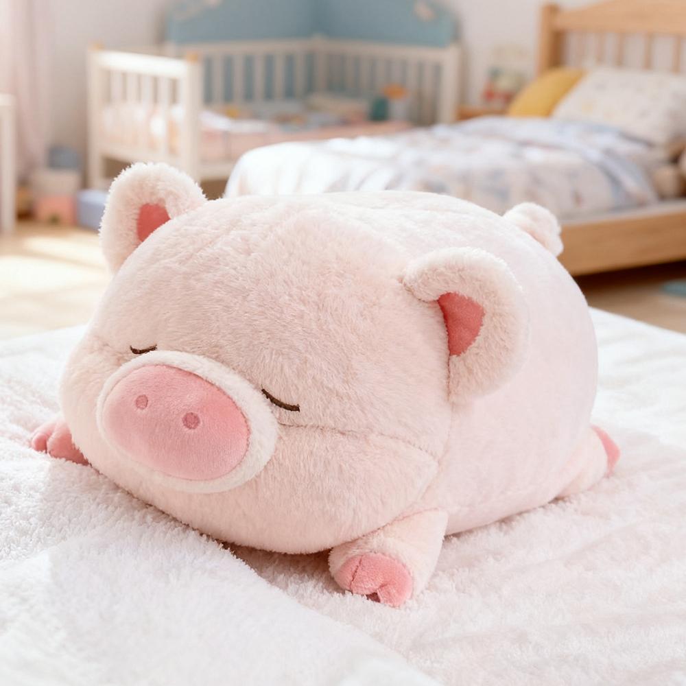 Weiches Rosa Schwein Plüschtier Süßes Schweinchen Kuschelkissen Liegendes Schweinchen Puppe Anime Tier Schwein Kissen Raumdeko Weihnachtsgeburtstagsgeschenk 35-40cm