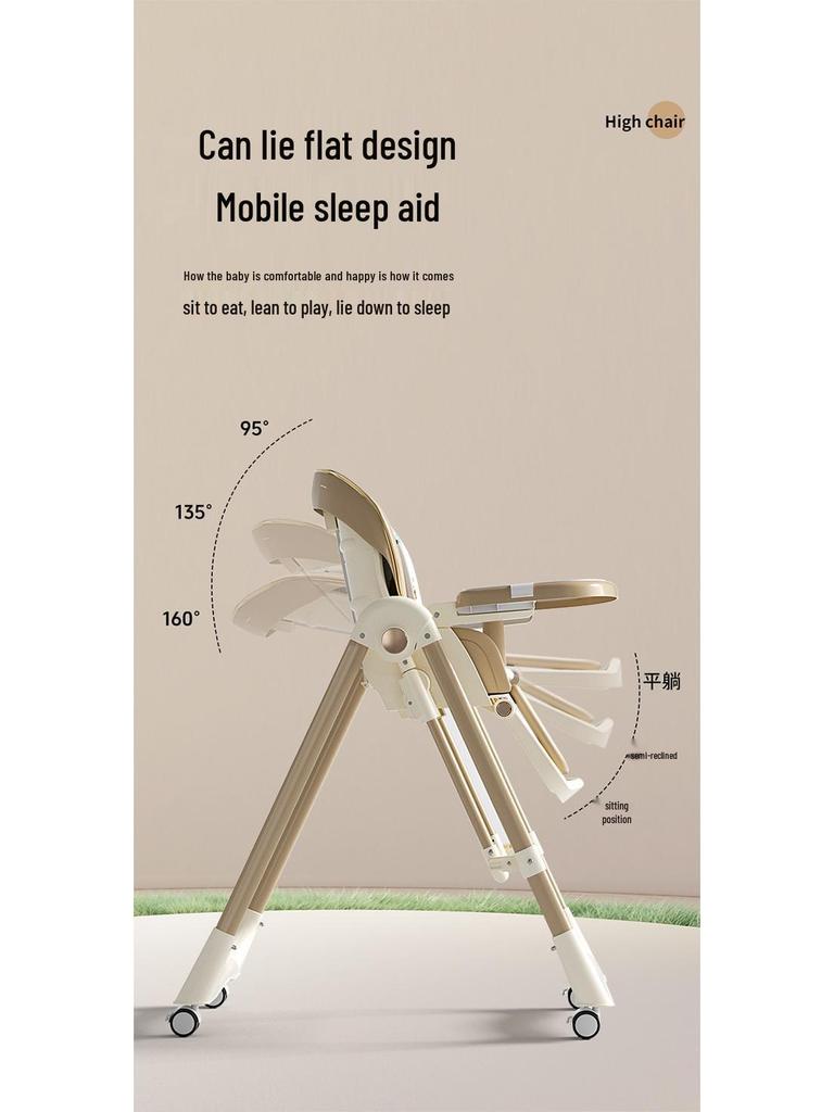 Multifunctional Foldable Baby High Chair - Portable Infant Dining Seat