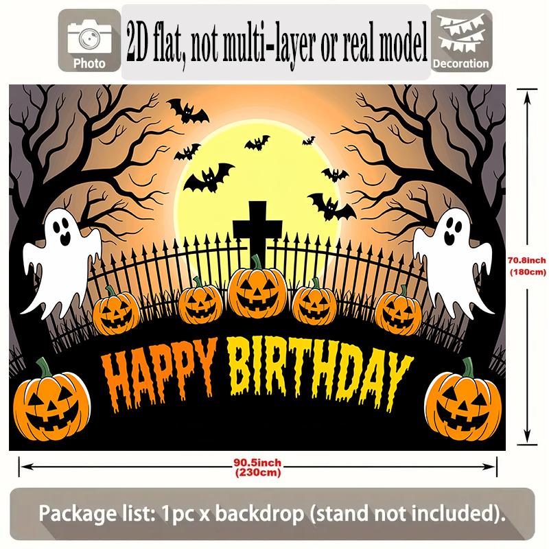 Party Backdrop Halloween Flat Banners Pumpkin Ghost Cross Graveyard Celebrations Wedding Event Photo Background Front Door Decor