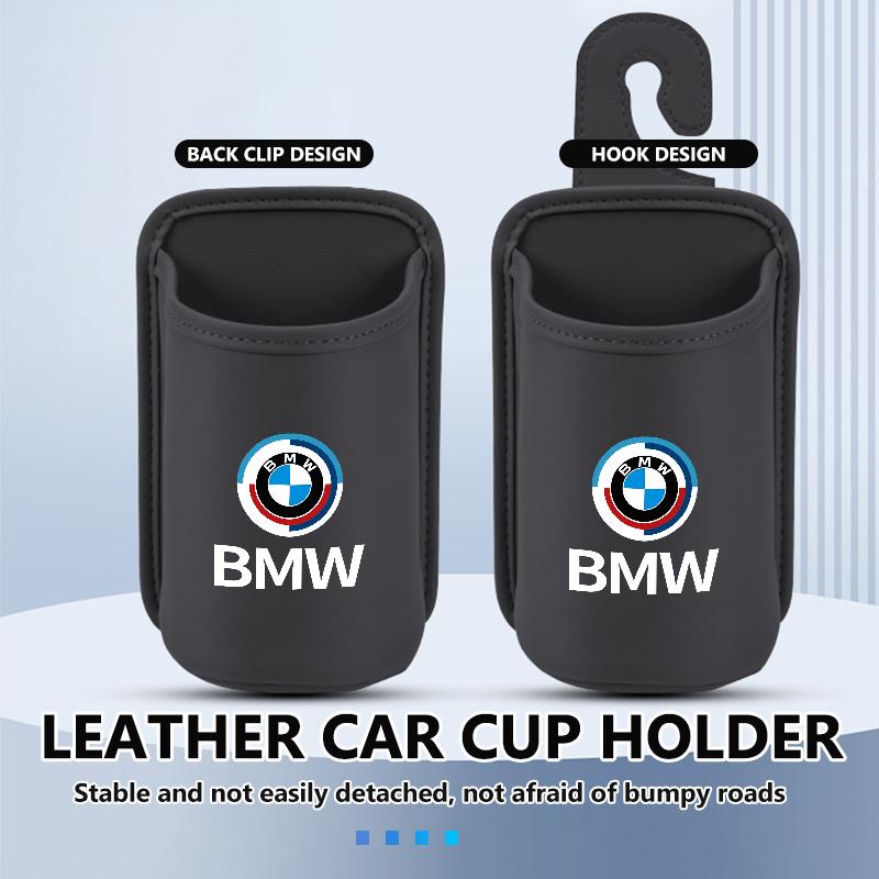 Leather Car Seat Cup Holder Hang Drink Storage Box Accessorie For BMW M M2 M3 M4 M5 M6 E46 E90 E60 F30 E39 X1 X3 X4 X5 bzcp38