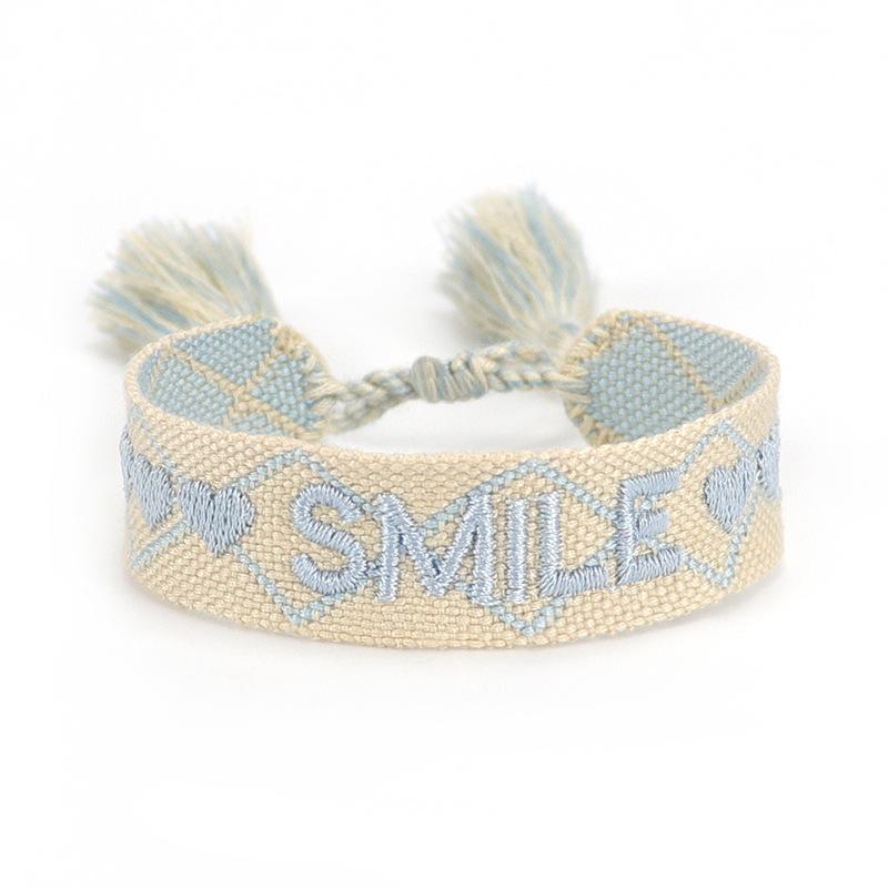 Handmade European Style Embroidered Love Bracelet with Tassels for Girls