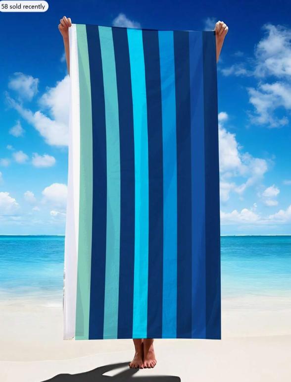 Classic Ocean Striped Beach Towel Large Soft Absorbent Towel  Geometric Stripes Quick-Dry Lightweight Towel for Summer Beach