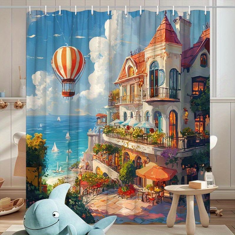 

Romantic Beach Resort Shower Curtain Washable Dirt-Resistant Shower Head Waterproof Polyester Bath Curtain For Home Decor W60H190(CM)-1 Pcs