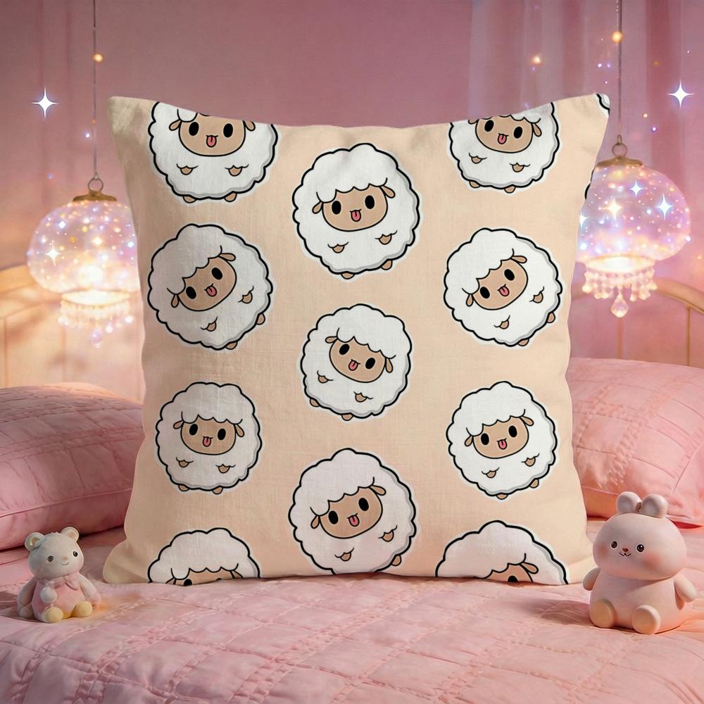 Fluffy Little Sheep Cushion Cover Premium Comfort Reversible Pillow Cove Two in One Design for Any Room  Car Interior