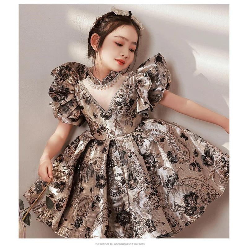 Flower Girl Dresses Kids Turkish Ball Gowns Vintage Spanish Children Birthday Party Dress Easter Eid Birthday Party