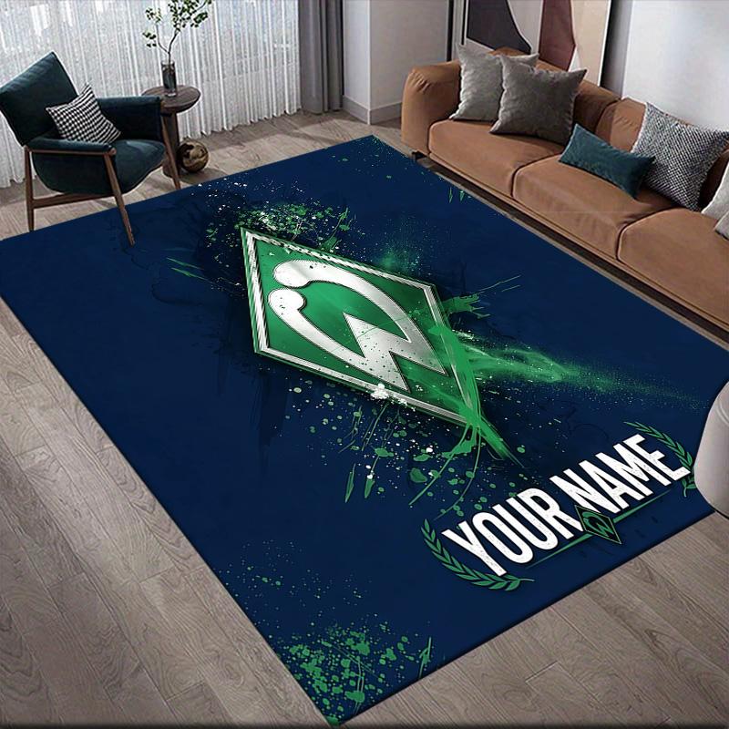 Custom Name SV Werder Bremen Flannel Pattern Square Carpet,Area Rug,Carpet Rug for Living Room Bedroom Sofa Playroom Decor,Non-slip Floor Mat