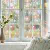 Window Privacy Film Stained Glass Floral Decorative Window Clings Colorful UV Blocking Static Glass Decals for Bedroom Living Room