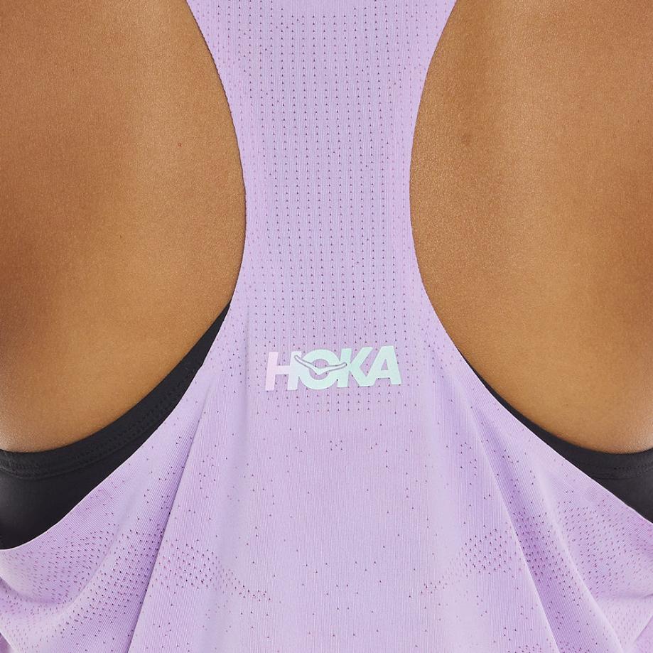 HOKA ONE ONE Canotta Senza Maniche con Logo Solido Donna Viola 1164153-ARF