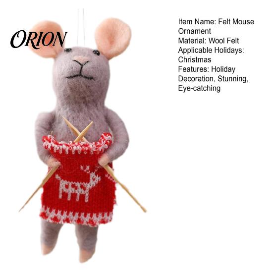 Handmade Nordic Ornament Collection Christmas Felt Mouse Ornament, Felted Wool Hanging Decoration, Soft Animal Figurines Cute Knitting Doll
