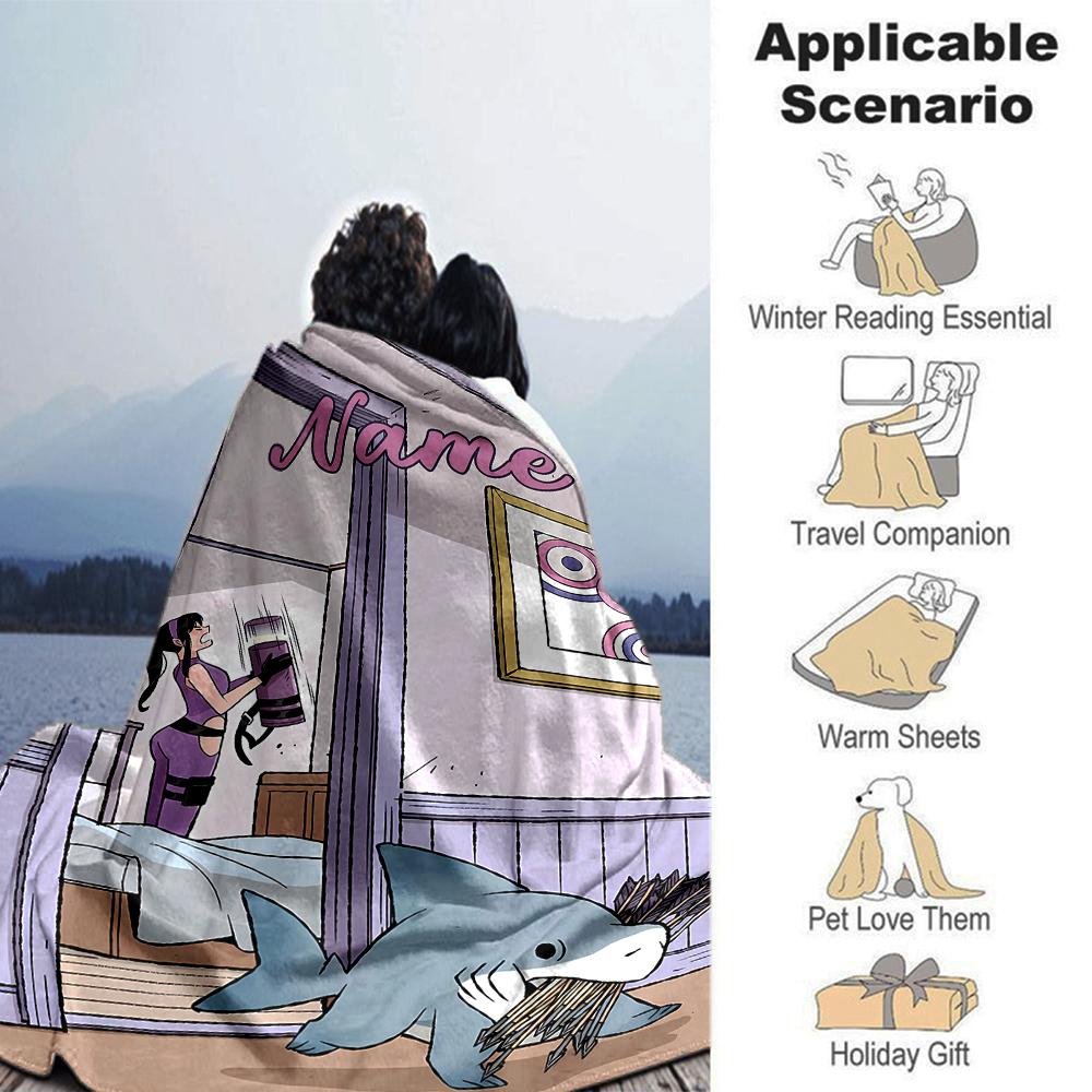 Customiz Name Personality Jeff the Land Shark Blanket Soft &Warm Sofa Office Bed Travel Lunch Break Blanket, Gift Suitable All Seasons