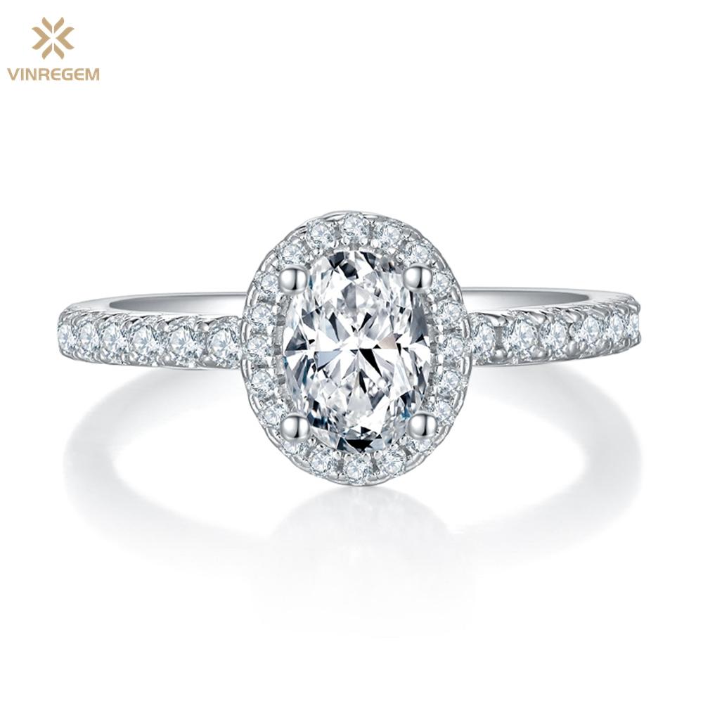 

Vinregem, 100% стерлинговое серебро 925 пробы, 3EX VVS1 D, цвет овальной огранки, 1 карат, 5*7 мм, настоящее кольцо с муассанитом и бриллиантами для женщин, ювелирные изделия, подарки на свадьбу и помолвку US 4.5 - 1 CT белый