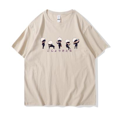 Anime Lil Gojo PrintsMännliches Baumwoll-T-Shirt Kleidung Persönlichkeit Street Hip Hop T-Shirts Übergroß Lässig Damen Kurzarm1334