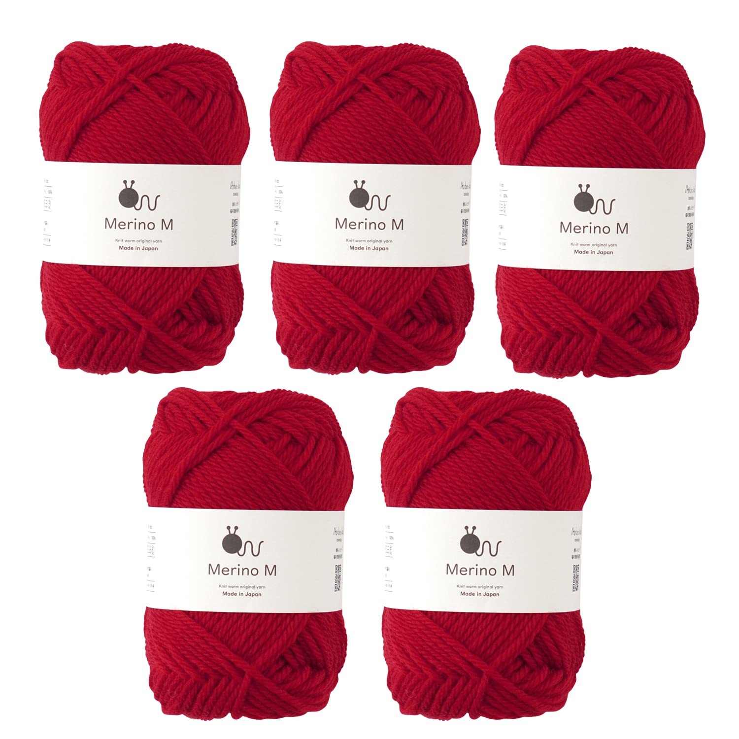 

Knitworm Merino 5 Medium 40g Made in Red Yarn, Balls, Weight, (Approx. 80m), Japan,