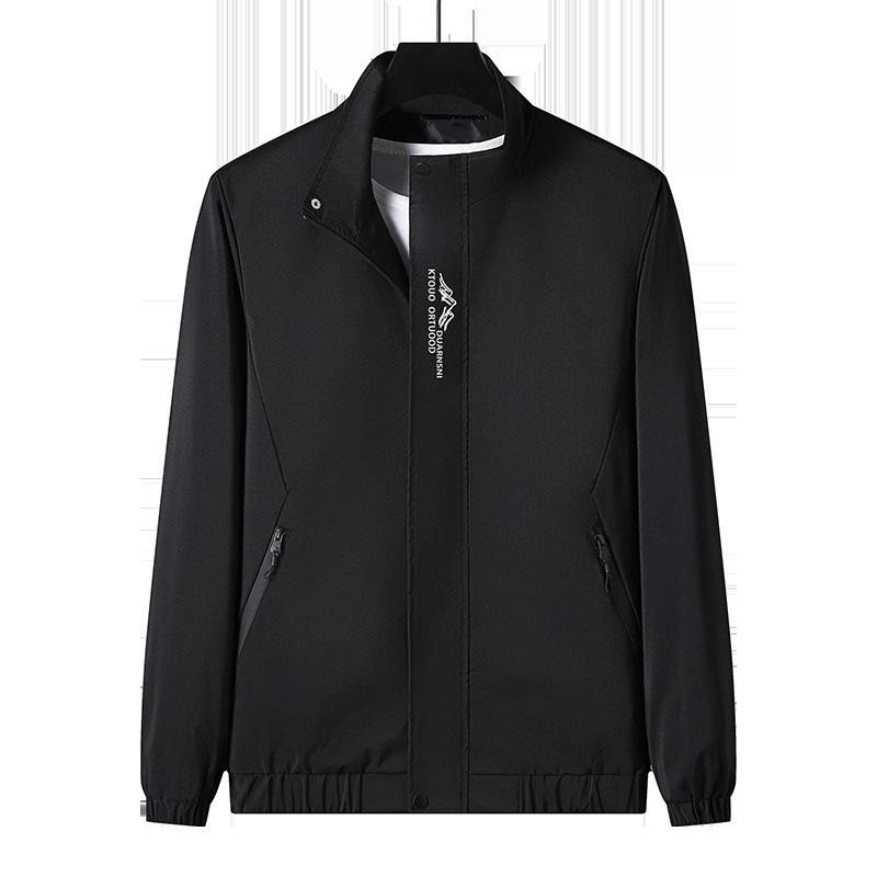 

Spring and Autumn Casual Jacket Men s Stand-up Collar Jacket Men s Middle-aged and Young People Put On Clothes and Coats Are Versatile M чёрный