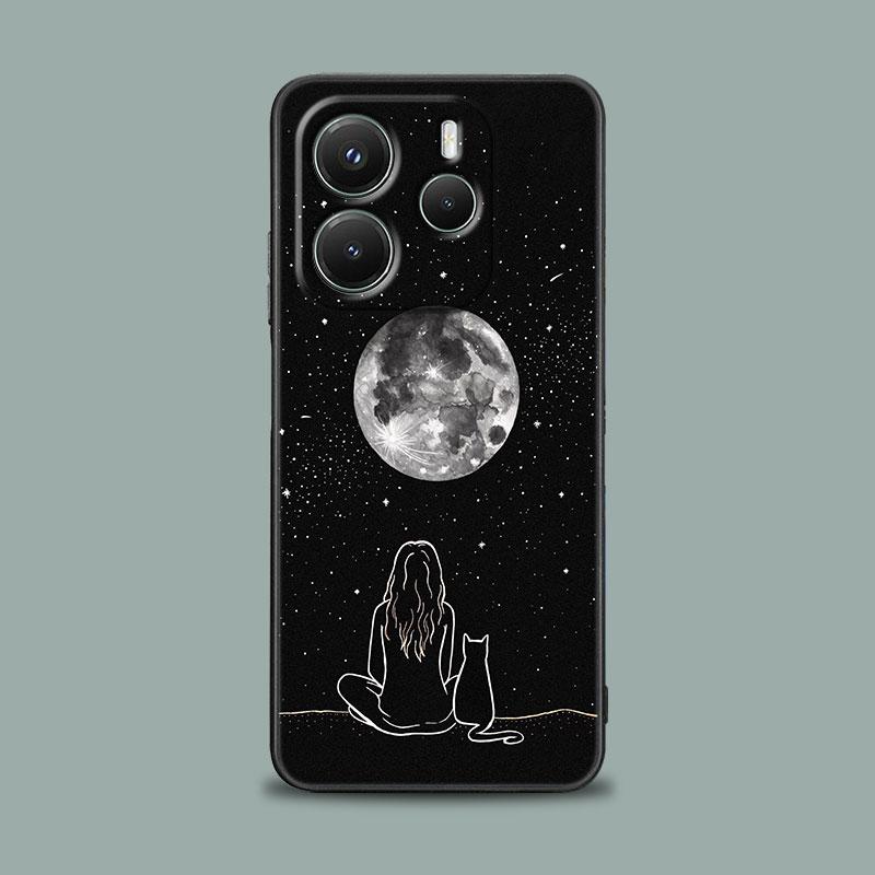 Phone Case for Xiaomi Redmi 15C 14C 12C 13C Redmi Note 15 14 13 12 11 10 Pro Plus 5G 12S Silicone Cover Funny Cute Cat Line Art