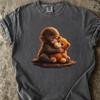 Baby Monkey Plush Toy Shirt Cute Emotional Animal Graphic Tee Cozy Aesthetic Wildlife Lover Gift Trendy Art T Shirt