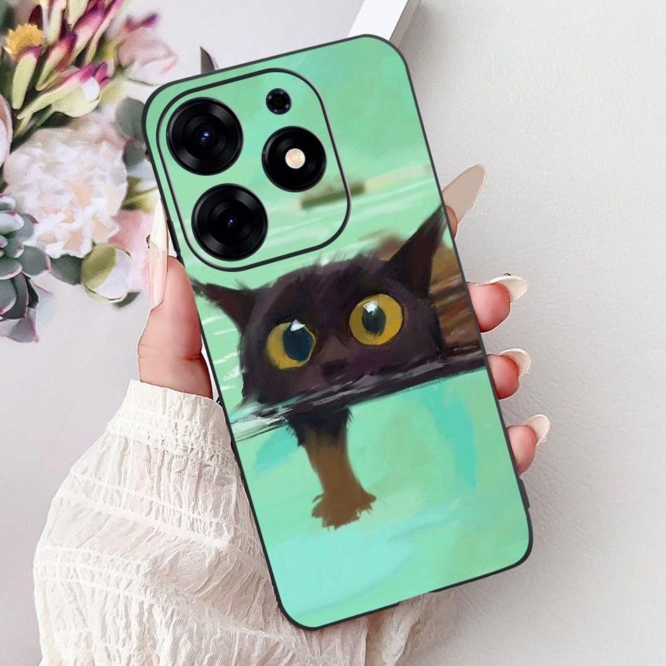 For Tecno Spark 10 Pro Phone Case Spark 10Pro 4G KI7 Elegant Floral Cat Printing Soft Silicone TPU Cases