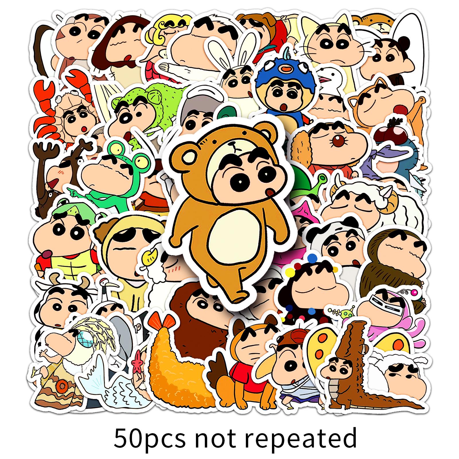 

50 Shin-chan Dress-Up Stickers: Cute Japanese Anime Decorations for Water Bottles, Phone Cases, and Planners