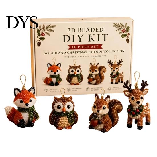 Sauberes, schmutzfreies Bastel-3D-Perlen-DIY-Set, Lebensechtes Weihnachtstier-Perlen-Set, Kreatives DIY-Kunst- und Bastelset, Handgefertigtes, Einfaches Stickset für