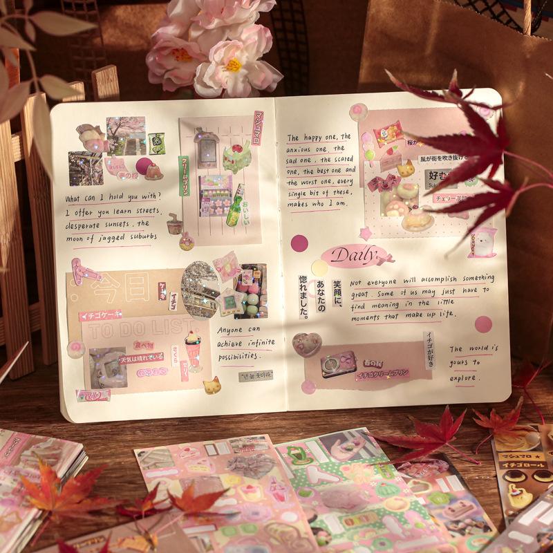 30 Sheets/Piece Cute Decorative Stickers Retro Journal Toploader Phone Sticker Book Gift School Stationery