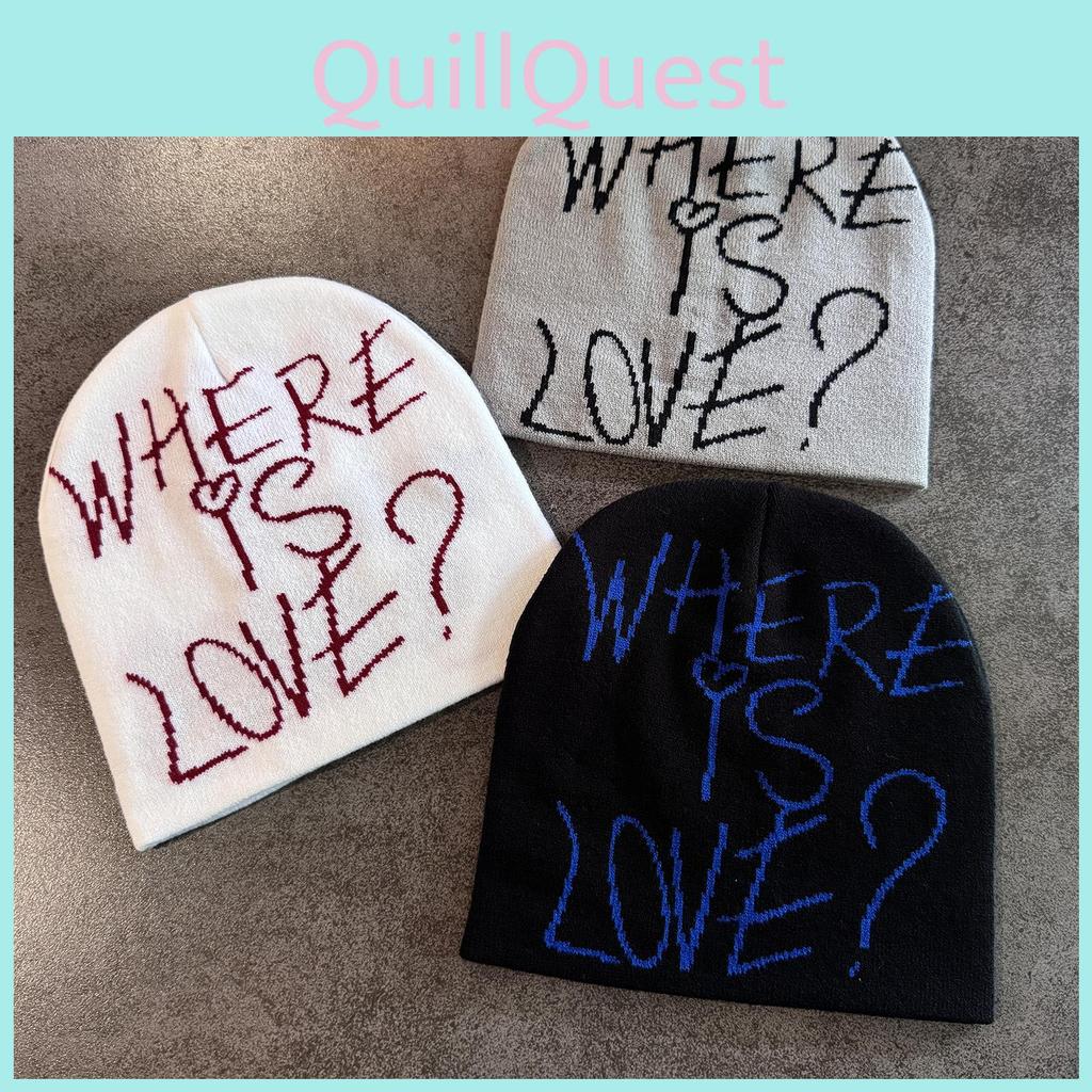 Simple Blocked Color Letter Pattern Neutral Casual Warm Knitted Hat Winter For