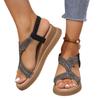 2025 summer new muffin platform sandals fairy wind water diamond fish mouth casual wedge heel beach sandals