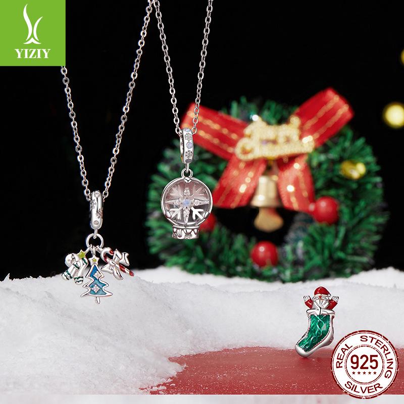 Christmas Joy White Gold Tri-Use Pendant: DIY Bracelet, Necklace & Tree Ornament