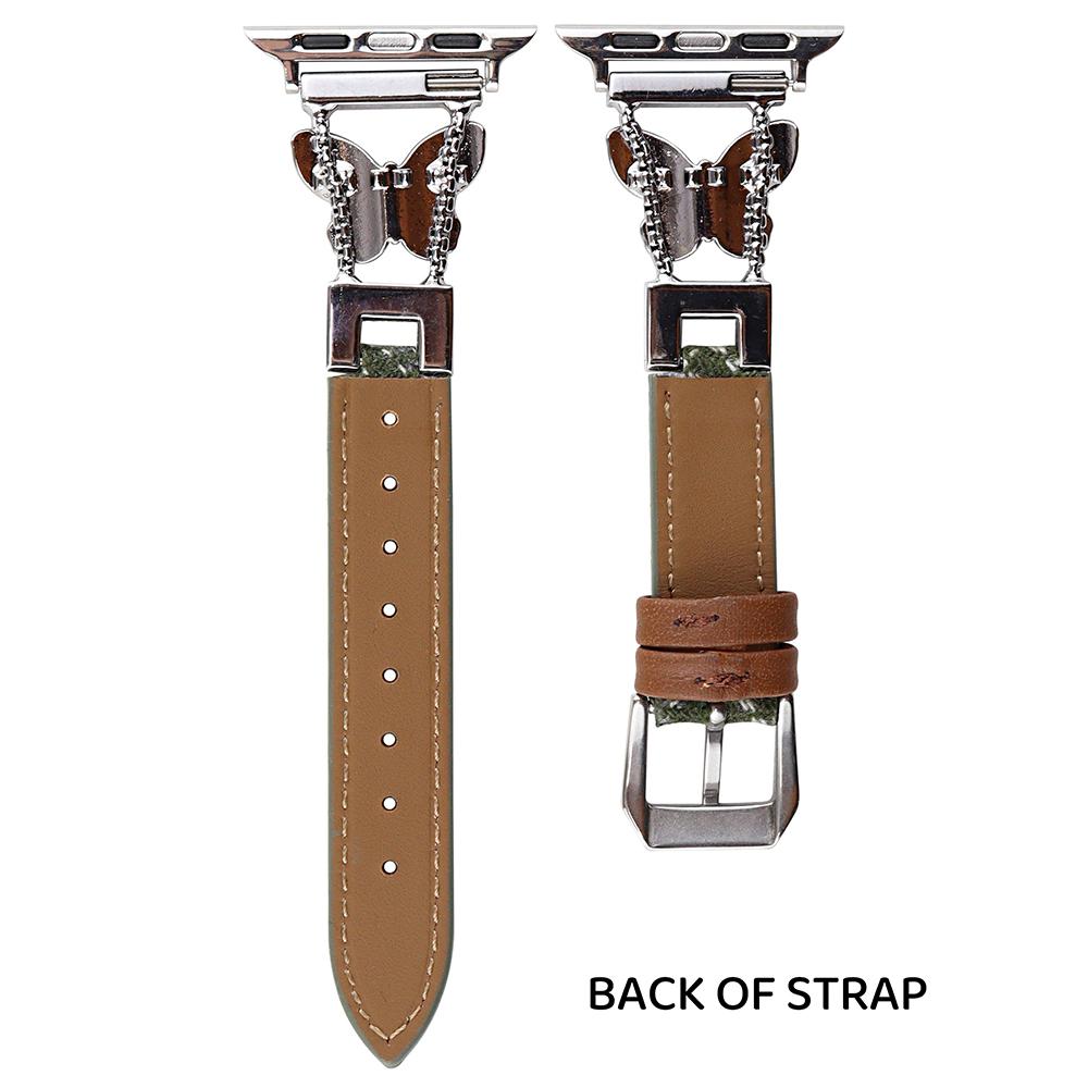

For Apple Watch 10 46mm/Ultra 2/Ultra 49mm/9 8 7 45mm/SE (2023) SE (2022) SE 6 5 4 44mm/3 2 1 42mm Leather+Woolen Watch Strap Green