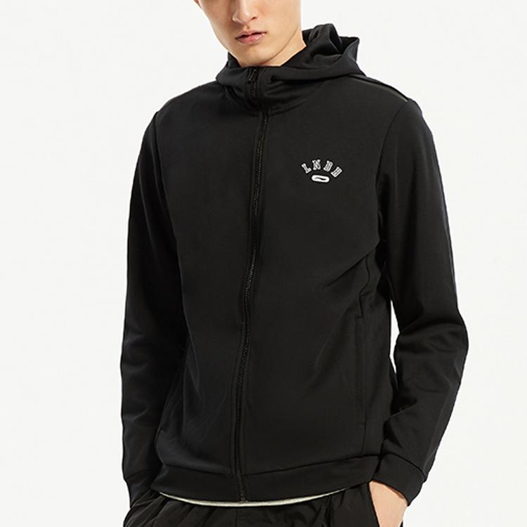 Li-Ning Basketball Series Zip-Up Hoodie Jacket Men Outerwear Standard-Black AWDQ587-1