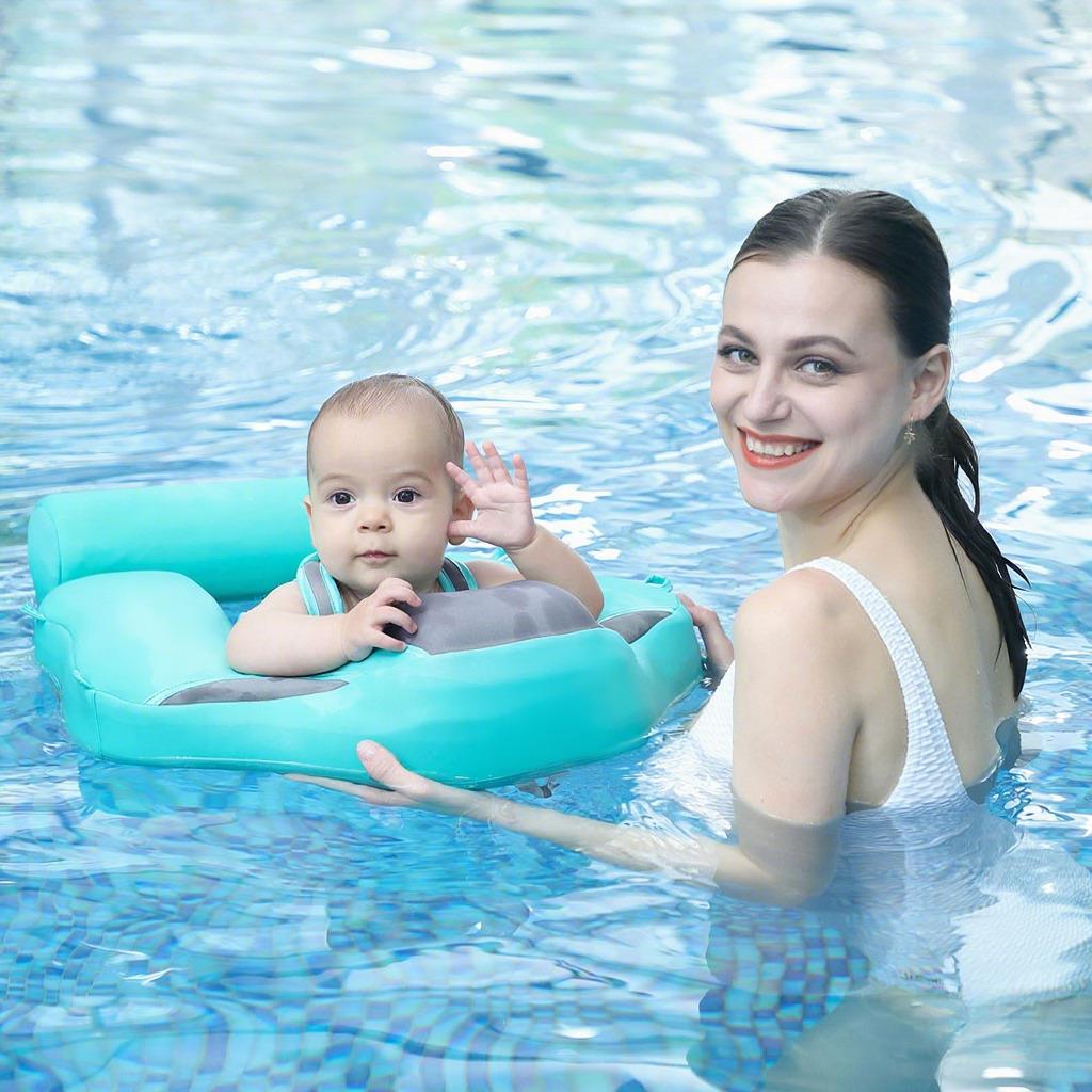 Baby Swim Float Non-inflatable Waterproof Baby Swimming Float Ring Skin-friendly Swim Trainer with Tail Float for 3-24 Months Baby Boys Girls Infant
