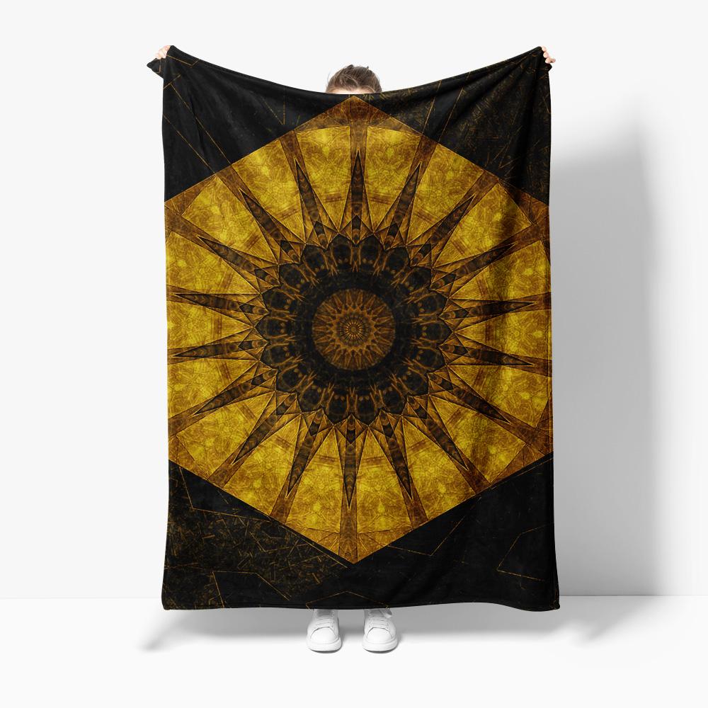 Abstract Geometric Print Fleece Blanket - Starburst Design Warm Cozy Throw Blanket for Sofa Bed Decoration 75X95CM