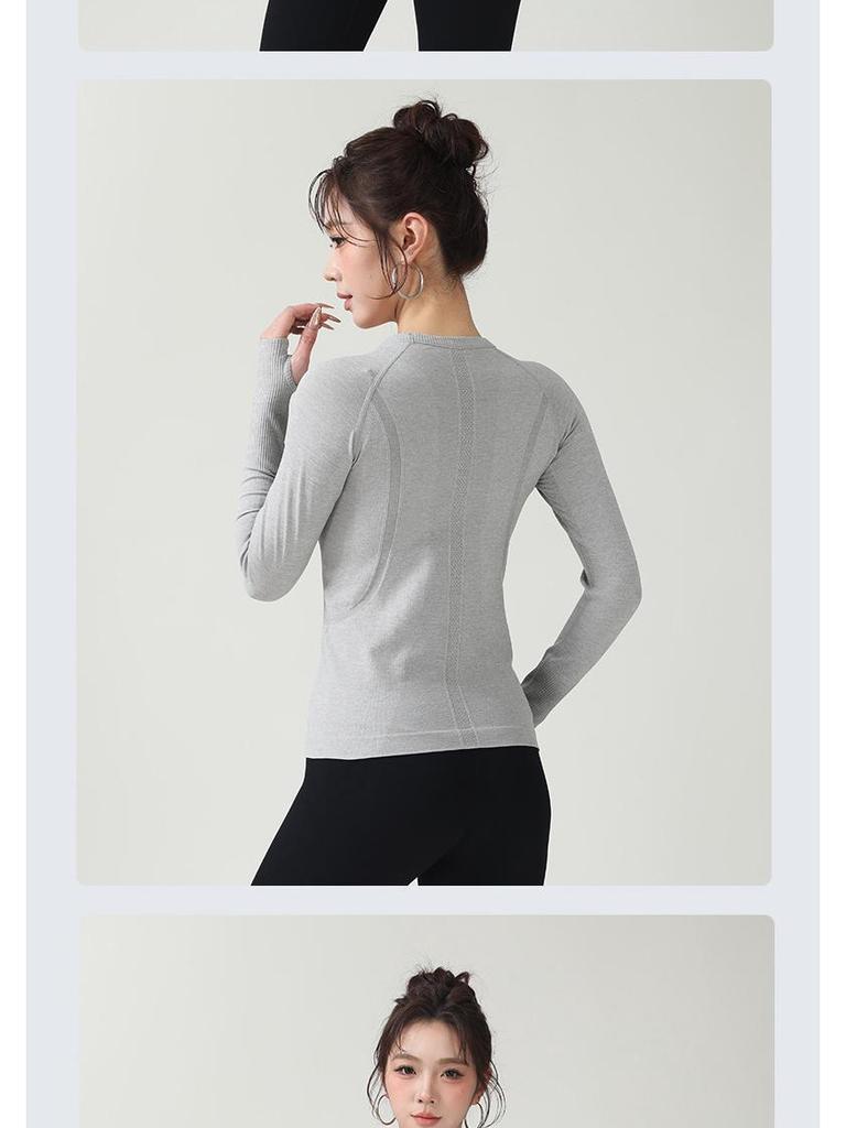 Women's Yoga Slim Fit Quick Dry Long Sleeve T-Shirt - Comfortable Round Neck Fitness & Pilates Wear