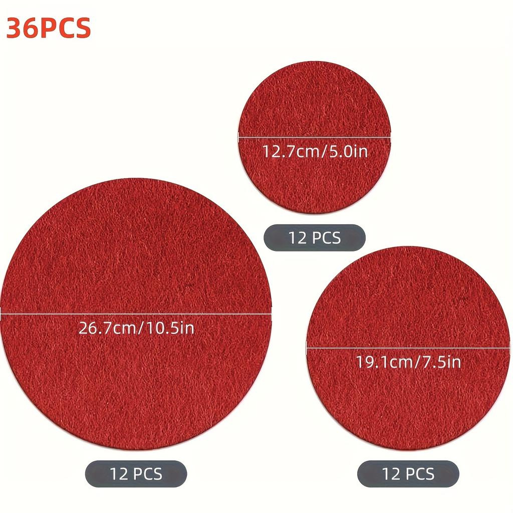 36pcs/set Felt Pot Holder Set Round Coaster for Mug Plate Separator Mat Dining Plate Felt Round Plate Pan Cushion Partition Pad
