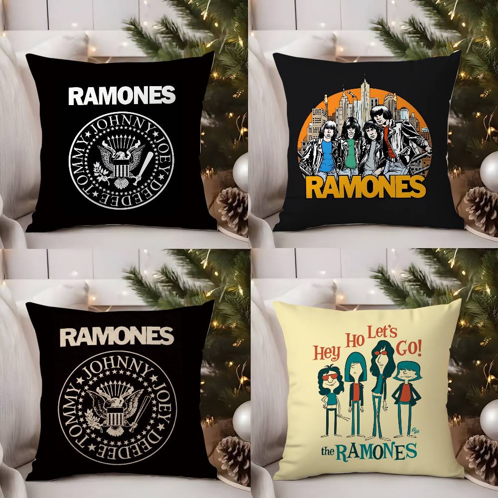 Rock R-Ramones Pillow Case Office Sofa Dorm Chair Back Short Plush Double-Sided Printing Home Cushion Cover