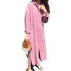 588 Korean Long Loose Cotton-Linen Shirt Dress - Plus Size, 2025 Spring Collection