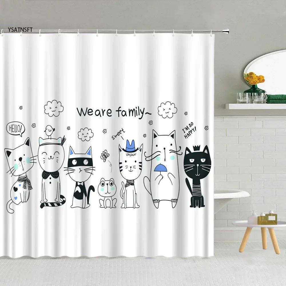 Simple Black White Raindrop Shower Curtain Geometry Water Droplets Pattern Polyester Fabric Bathroom Hanging Curtains Home Decor
