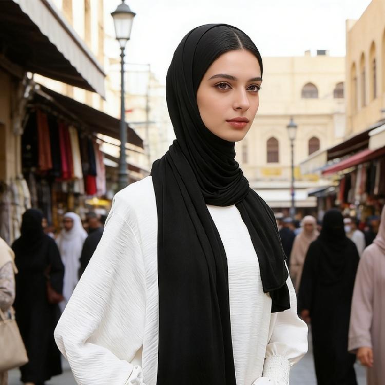 Functional Muslims Scarf for Women and Girls Lightweight Polyester Hijab Head Scarf Shawl Wrap for Various Occasion