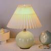 Table Lamp, Indirect Lighting, Stand Light, Night Light, Nursing Light, Pleated Shade, Small, Cute, Corded, Popular with Women, Ceramic Base, Birthday