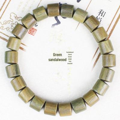 Personalisiertes Armband für Paare aus grünem Sandelholz: Einzelkreis Buddhistische Perlen für Männer und Frauen