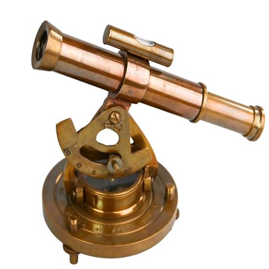 12.7 cm Brass Alidade Telescope with Compass Nautical Surveying Instrument for Home Decor, Explorer Gift, Maritime Collector Gift